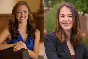 Frost Scholars Barbara Dietrick, left, and Eleni Jaecklein.