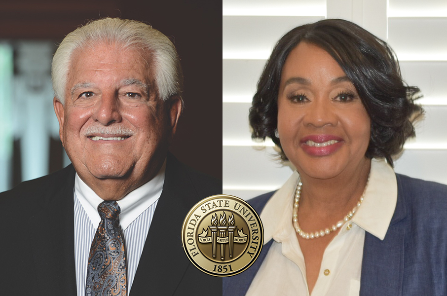 Dr. William T. Hold, the namesake of the College of Business’s Risk Management and Insurance program, and Dr. Maxine Montgomery, professor of English and this year’s Robert O. Lawton Distinguished Professor.