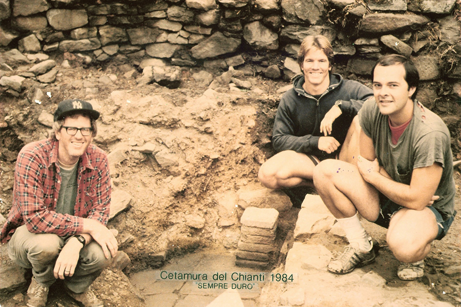 1984 – Patrick Rowe, John Ricisak and David Funk on a dig. Courtesy photo.